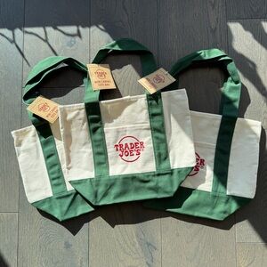 Trader Joe's Green Canvas Mini Tote Bag